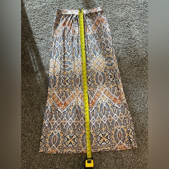 Cynthia Rowley Long Pull on Skirt Blue Orange White Print Size Small - Picture 5 of 5